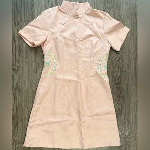 Pink Embroidery Traditional QiPao Dress